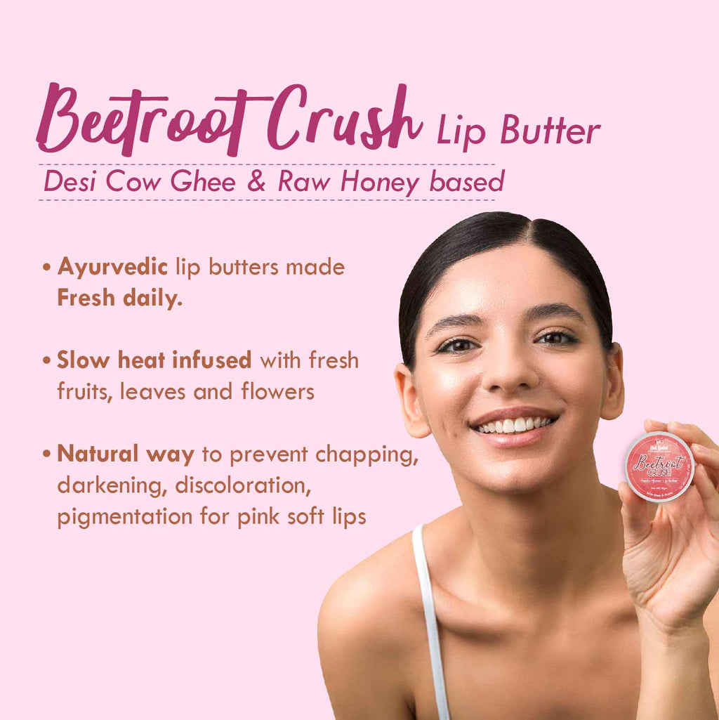 Desi Ghee & Honey Lip Balm- Beetroot Crush Lip Butter For Natural Pink Lips & Chapped Lips