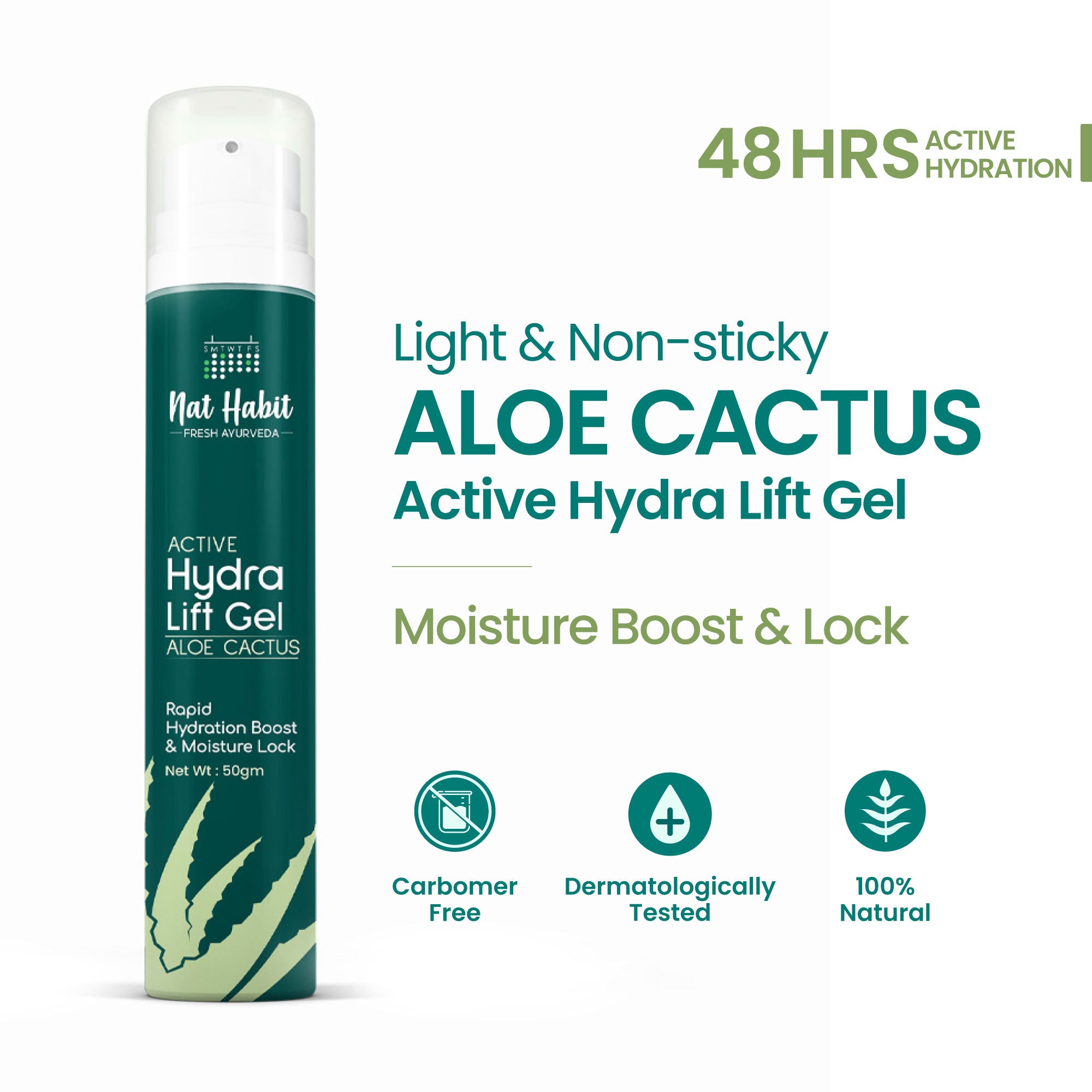 Active Aloe Cactus Hydra Lift Face Gel Moisturiser For Acne Control & Hydration Boost