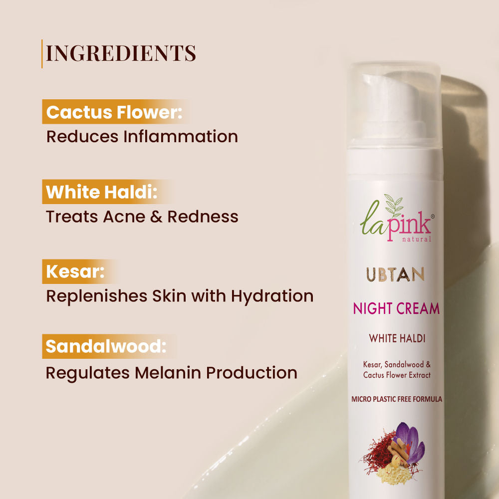 Ubtan Night Cream With Saffron For Glowing & Spot Free Skin, For Oily & Dry Skin