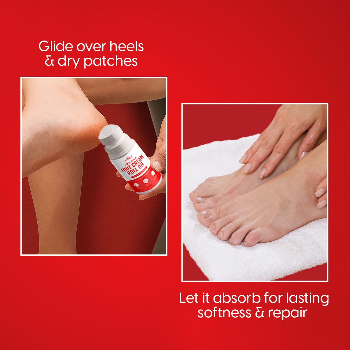 20% Urea Foot Cream Roll On For Cracked Heels & Dry Feet With Lactic Acid - Softens & Repairs