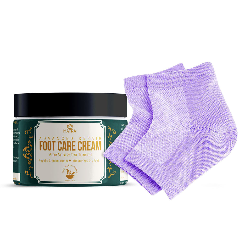 Foot Cream for Cracked Heels & Dry Feet with Moisturising Silicone Cotton Socks Callus Repair