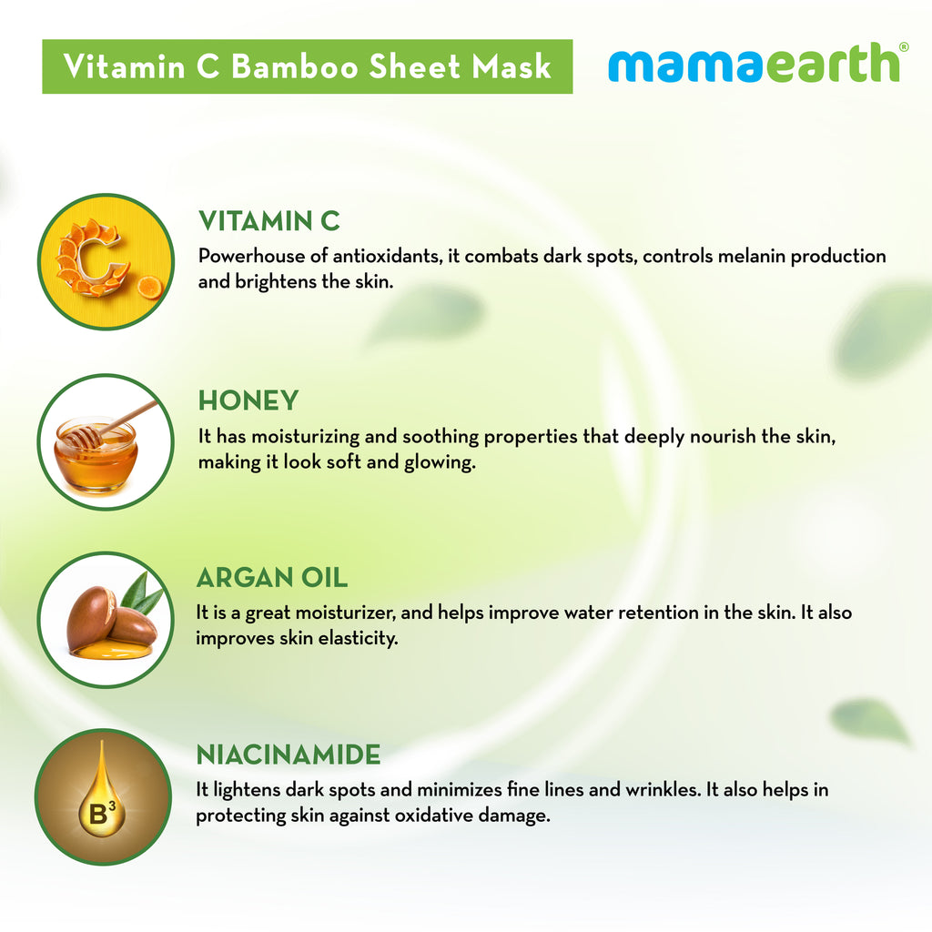 Vitamin C Bamboo Sheet Mask with Vitamin C & Honey for Skin Illumination
