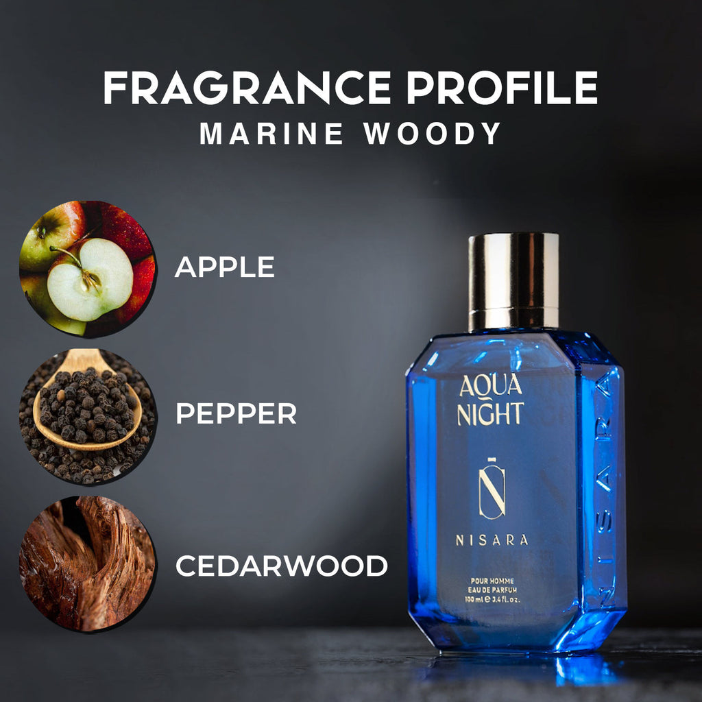 Aqua Night - Perfume For Men,Eau De Parfum,Long Lasting Marine Woody Fragrance