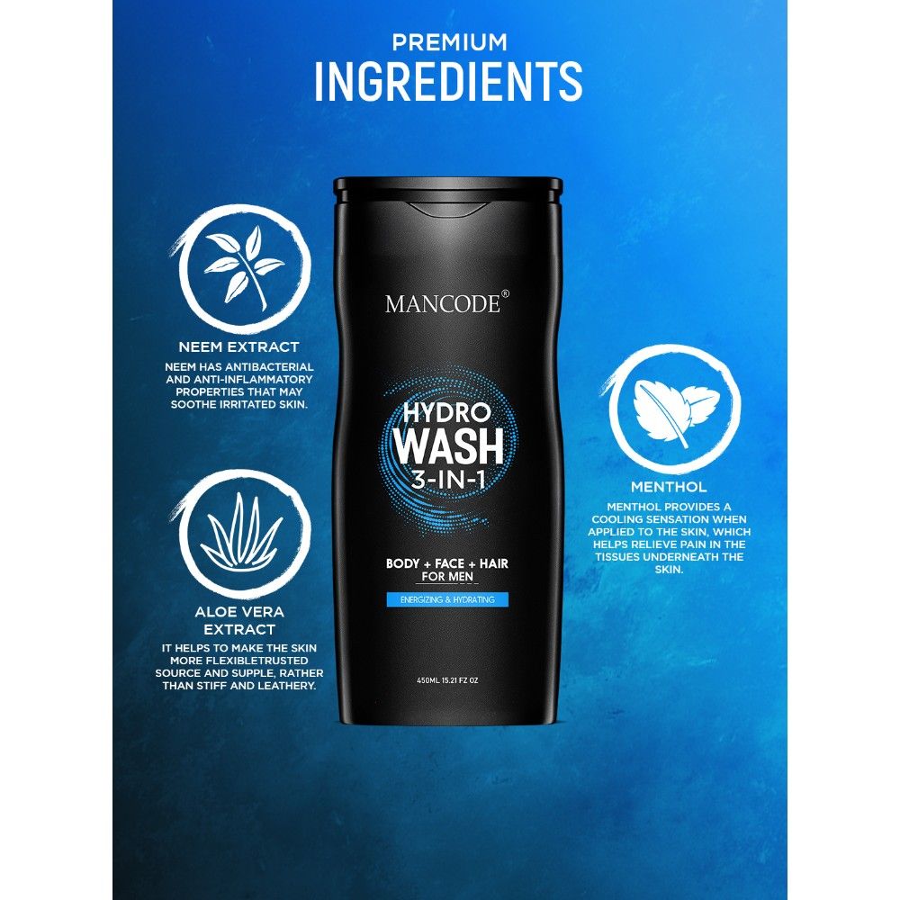 Hydro Body Wash 3 In 1 Body Wash Face Wash Hair Shampoo For Men