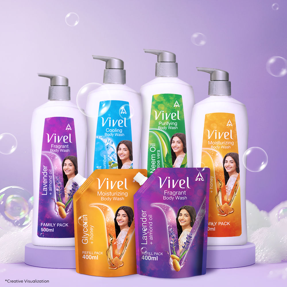 Fragrant Body Wash Lavender & Almond Oil Moisturizing Shower Gel Supersaver Refill Pack