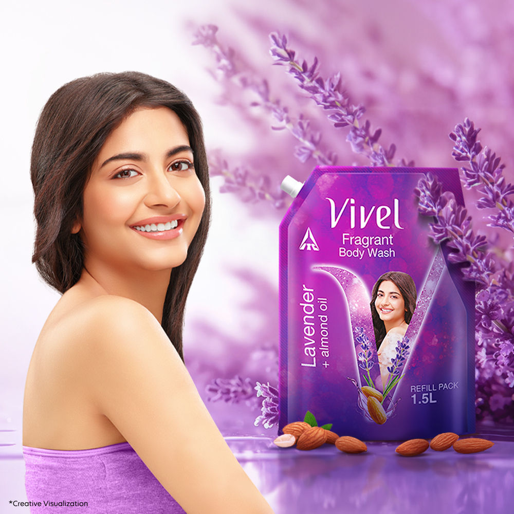 Fragrant Body Wash Lavender & Almond Oil Shower Gel Supersaver XL Refill Pouch