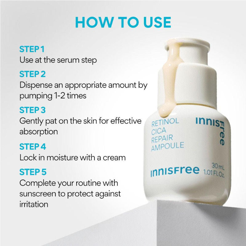 Retinol Cica Repair Ampoule With Hyaluronic Acid, Reduces Skin Blemishes - Sensitive Skin