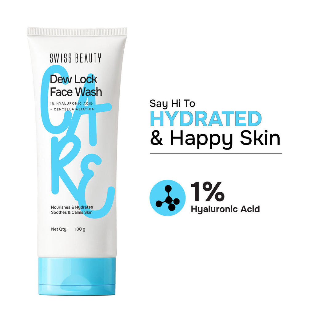Care Dew Lock Face Wash 1% Hyaluronic Acid & Centella Asiatica, Deep Cleansing Action