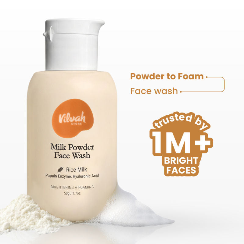 Milk Powder Face Wash For Deep Cleansing With Rice Milk, Papain Enzymes & Hyaluronic Acid