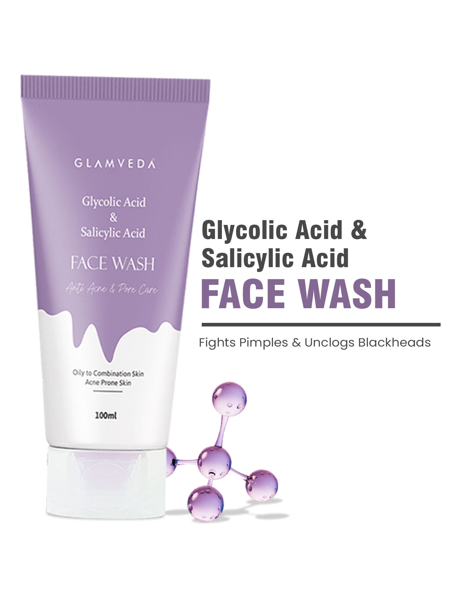 Glycolic Acid & Salicylic Acid Anti Acne & Pore Care Face Wash