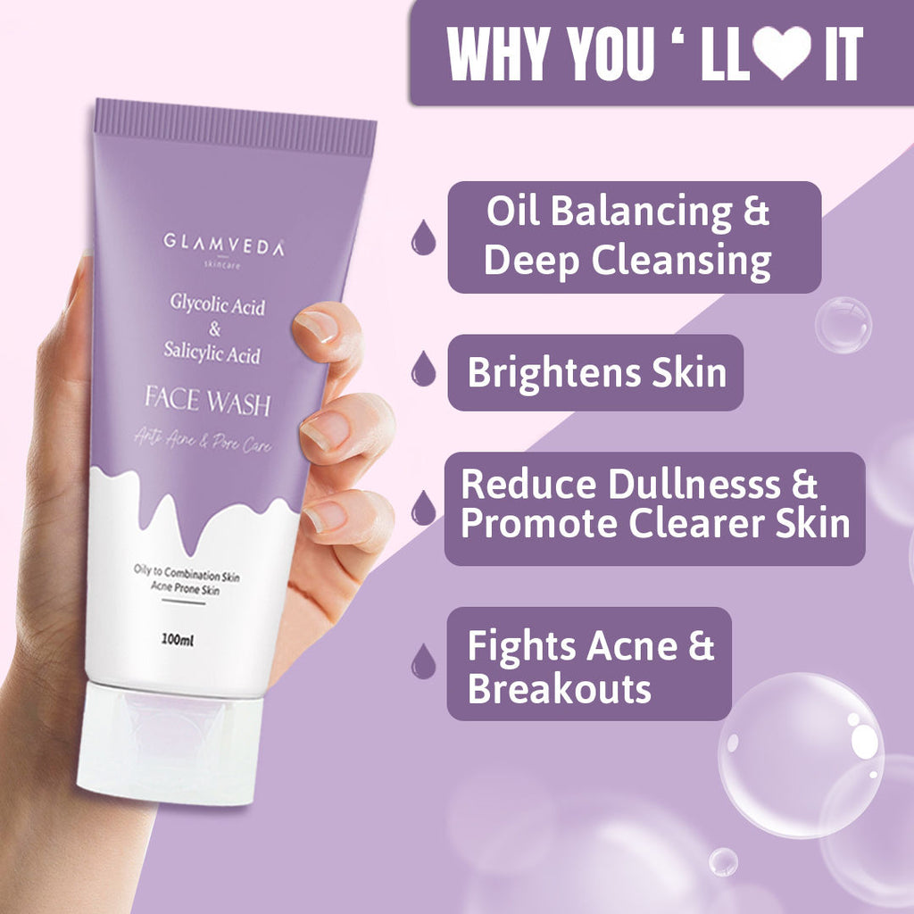 Glycolic Acid & Salicylic Acid Anti Acne & Pore Care Face Wash