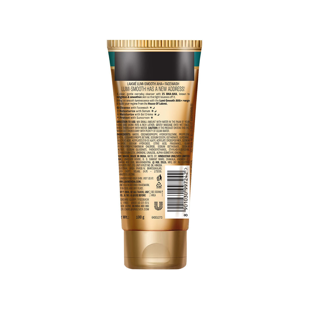 Lumi-Smooth AHA+ Facewash with 2% Salicylic & Lactic Acid for Glowing Skin