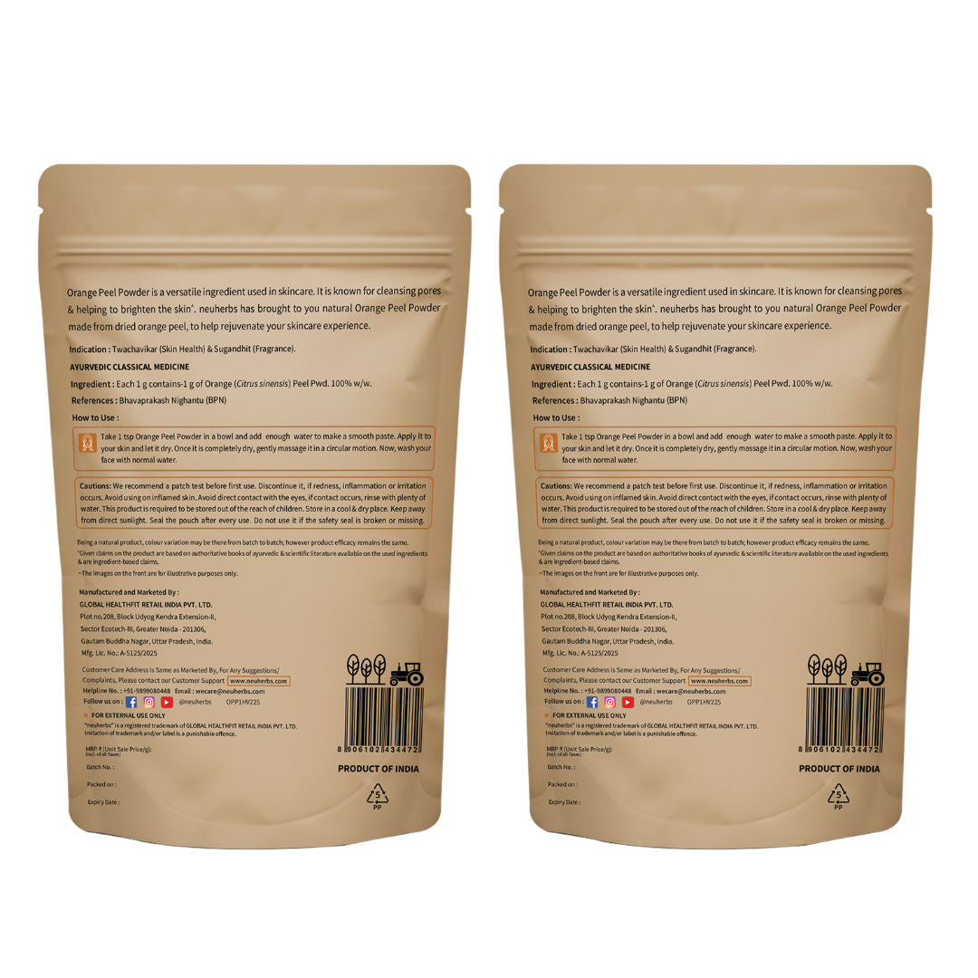 Orange Peel Powder to Improve Skin Tone with No Artificial Colour and Additives