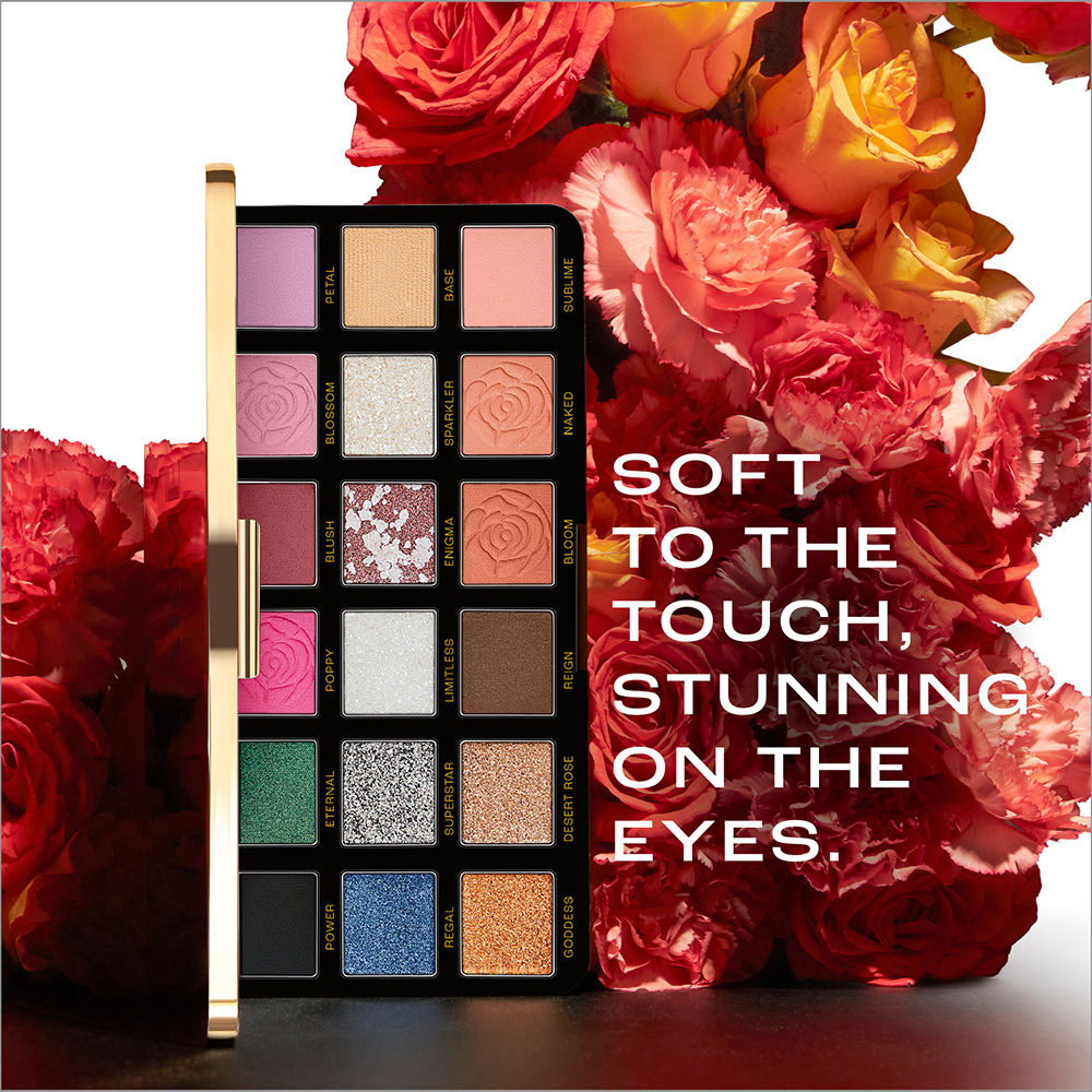 Rouge Bloom Eyeshadow Pro-Palette, 18 Shades For Infinite Looks, Infused With Rose Oil