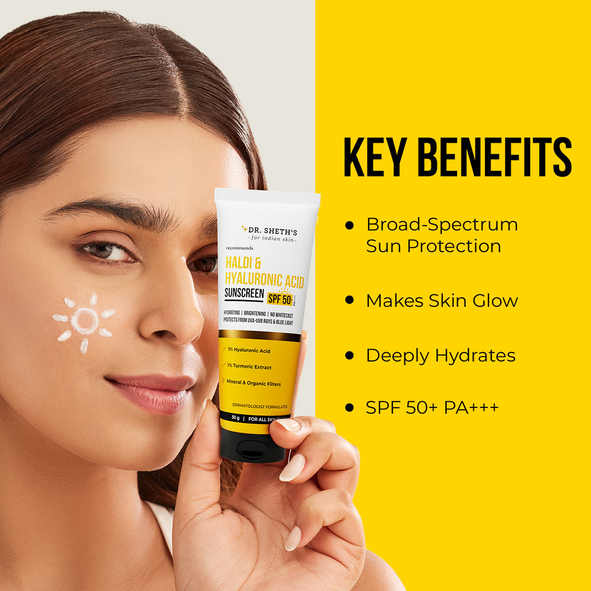 Haldi & Hyaluronic Acid Sunscreen Spf 50+ Pa+++ For All Skin Type