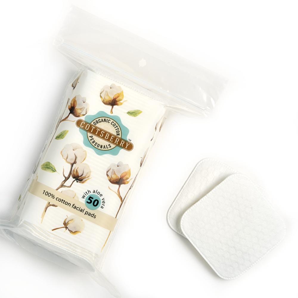Organic Cotton Square Facial Pads With Aloevera