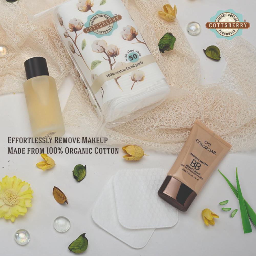 Organic Cotton Square Facial Pads With Aloevera