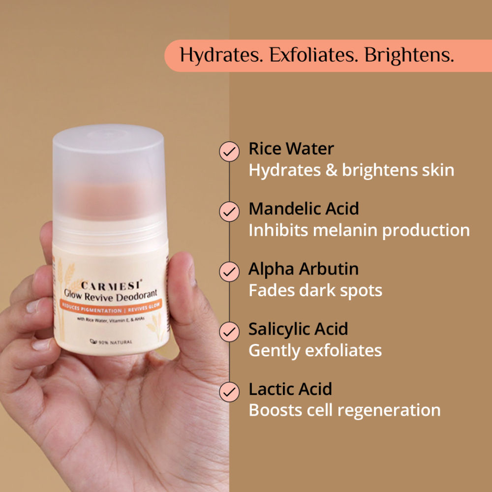 Glow Revive Underarm Roll On, Rice Water, AHAs for Pigmentation & Odour Control