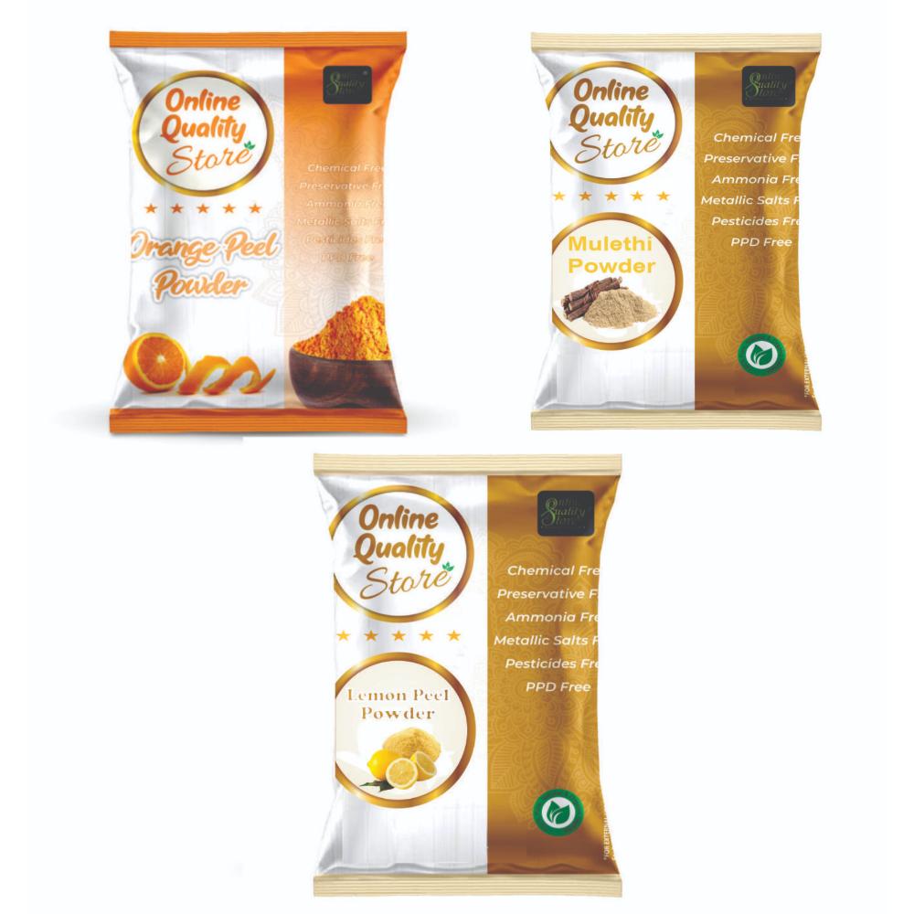 Lemon Peel Powder, Mulethi Powder & Orange Peel Powder For Hair & Skin