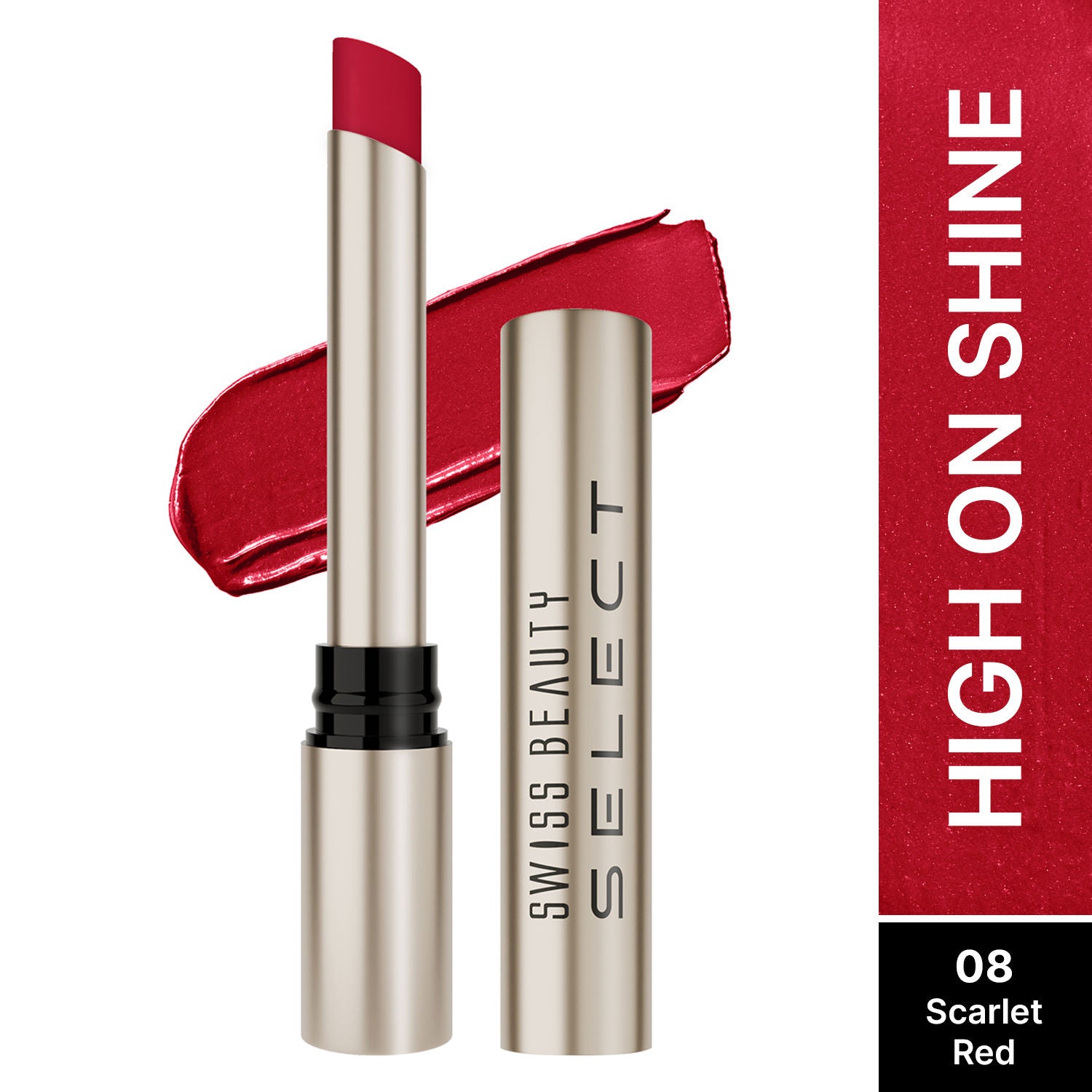 Select High On Shine Lipstick - 8 Scarlet Red
