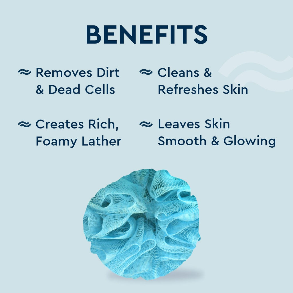 Luxe Gently Exfoliating Bath Sponge Round Loofah For Women & Men - Arctic
