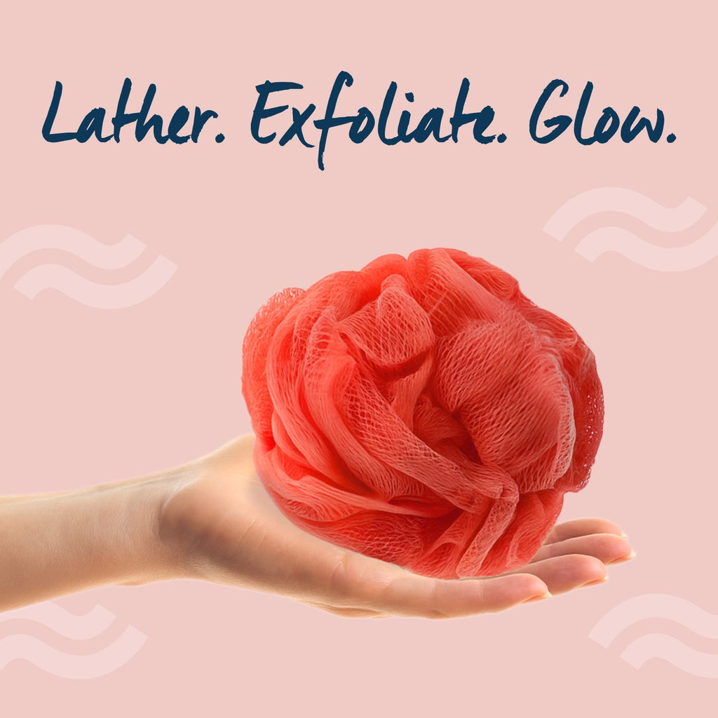 Luxe Bath Sponge Round Loofah For Women & Men - Coral