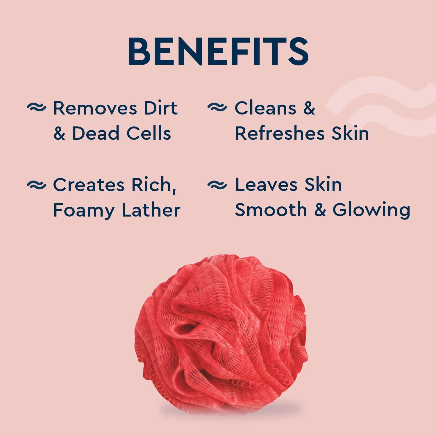 Luxe Bath Sponge Round Loofah For Women & Men - Coral