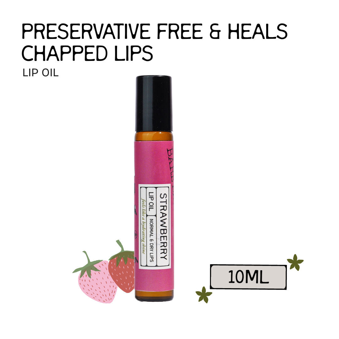 Strawberry Lip Oil - Jojoba & Coconut Oils for Smooth, Soothing Lip Care