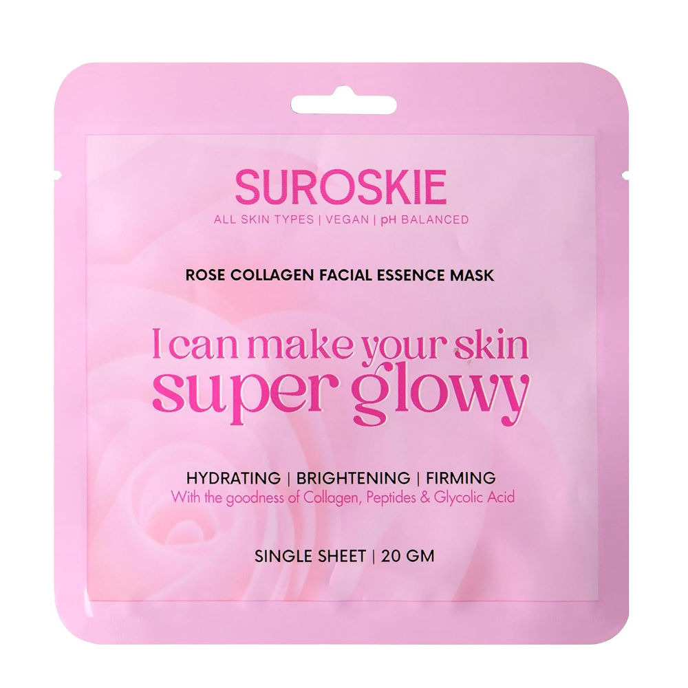 Rose Collagen Facial Essence Mask With Collagen & Glycolic Acid