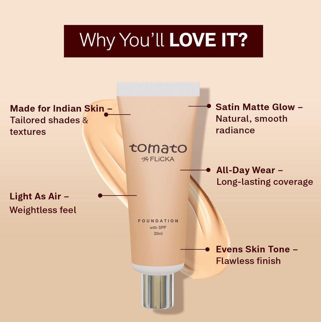 Tomato Liquid Foundation With Spf Long Lasting Lightweight All Skin Types