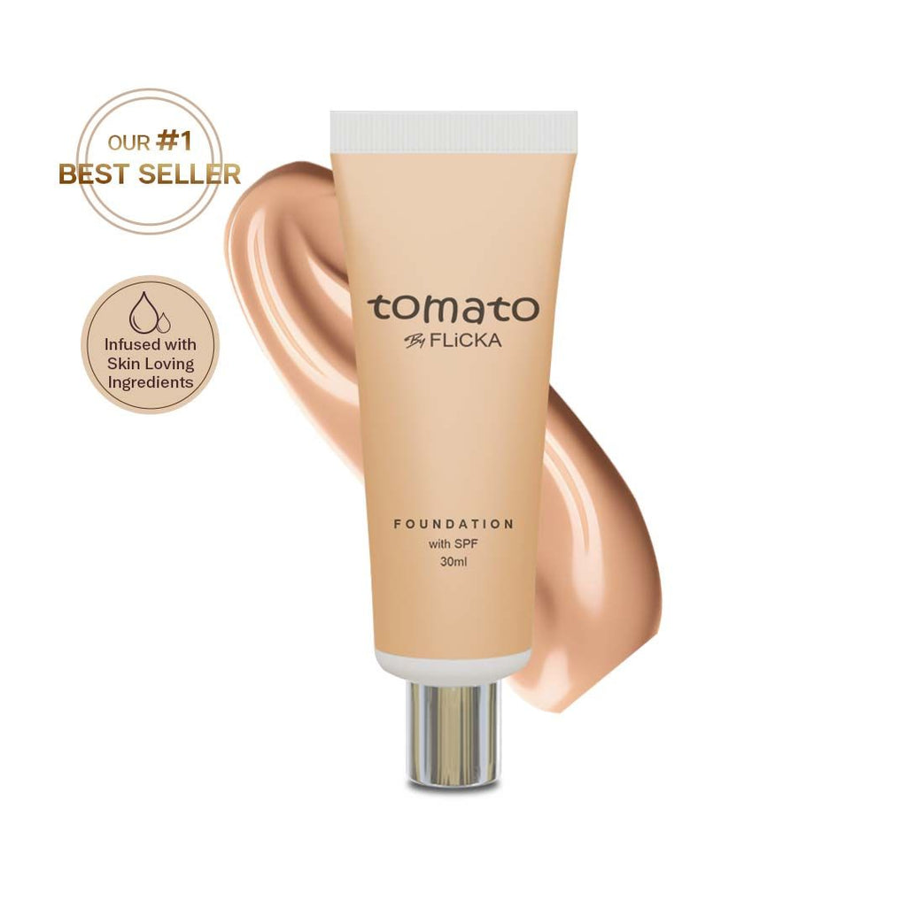 Tomato Liquid Foundation With Spf Long Lasting Lightweight All Skin Types - Caramel