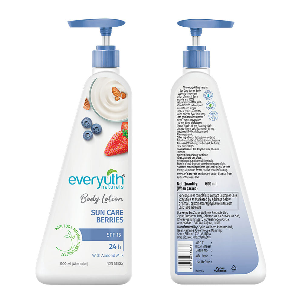 Body Lotion - Sun Care Berries with Almond Milk, SPF 15, Non Sticky
