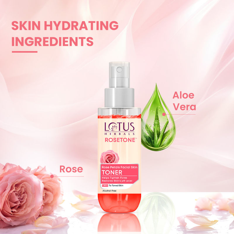 Rosetone Rose Petals Facial Skin Toner Hydrates & Moisturises Skin, Alcohol-Free