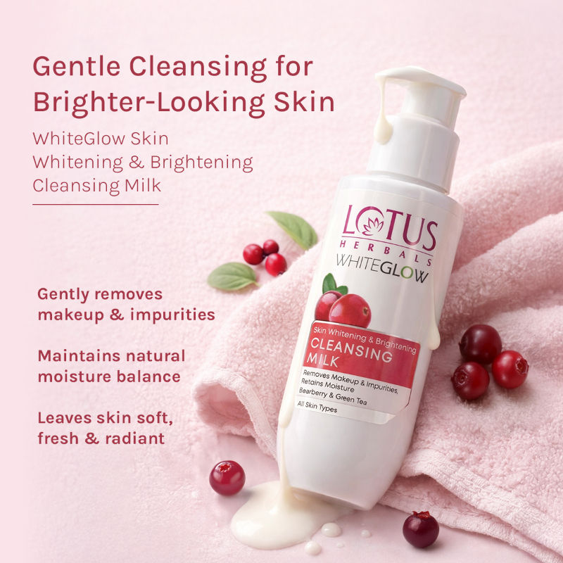 Whiteglow Skin Whitening & Brightening Cleansing Milk, Makeup Remover, All Skin Types