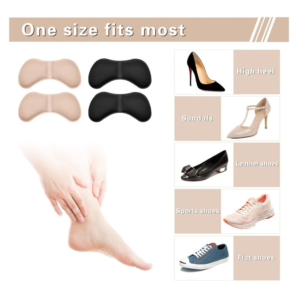 Heel Liners 1 Pair Self Adhesive Shoe Bite Protector Foam Pads Inserts - Double Cushion