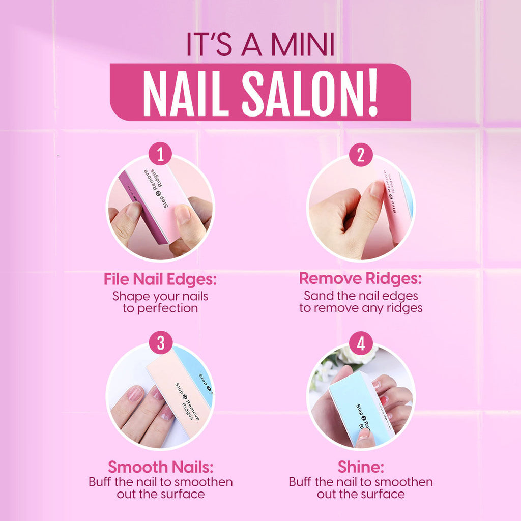 4 Way Nail Buffer Block with Filer, Shaper & Shiner for Manicure & Pedicure