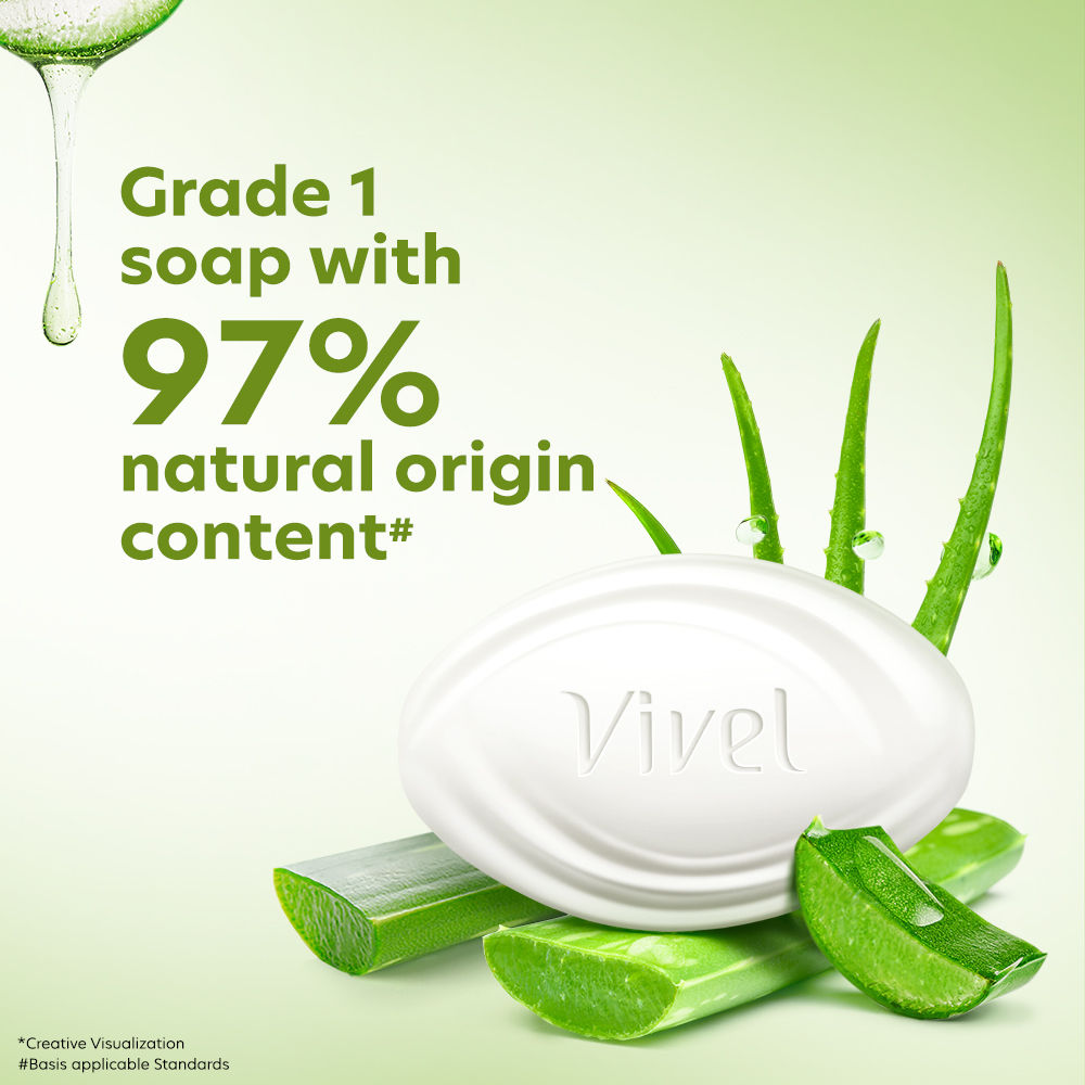 Aloe Vera Grade 1 Bathing Soap, Highest Soap Grade, 76% TFM, Vit E - 4 PCS