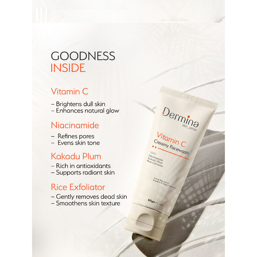 Vitamin C Creamy Facewash with Niacinamide & Kakadu Plum for Bright Skin