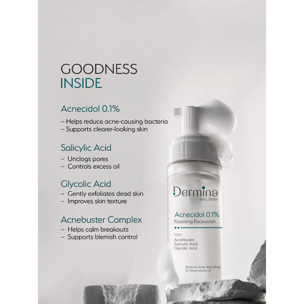 Acnecidol 0.1% Foaming Facewash with Salicylic & Glycolic Acid for Acne Care