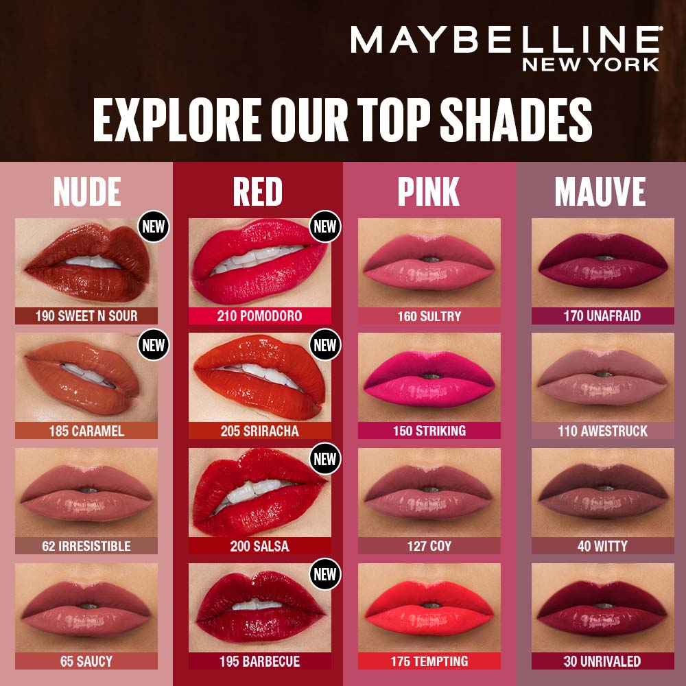 Super Stay Vinyl Ink Liquid Lipstick, Instant Shine Lasts Up To 16H