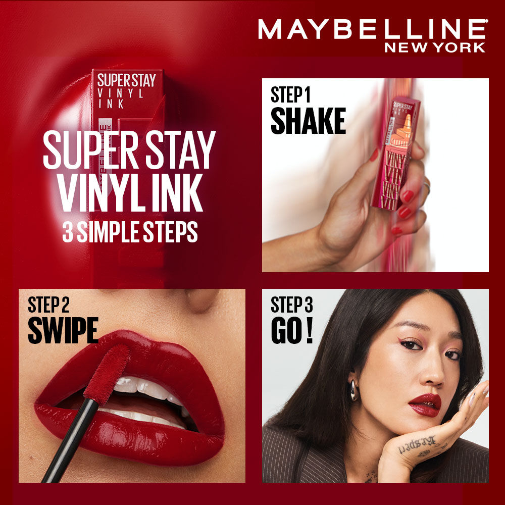 Super Stay Vinyl Ink Liquid Lipstick, Instant Shine Lasts Up To 16H
