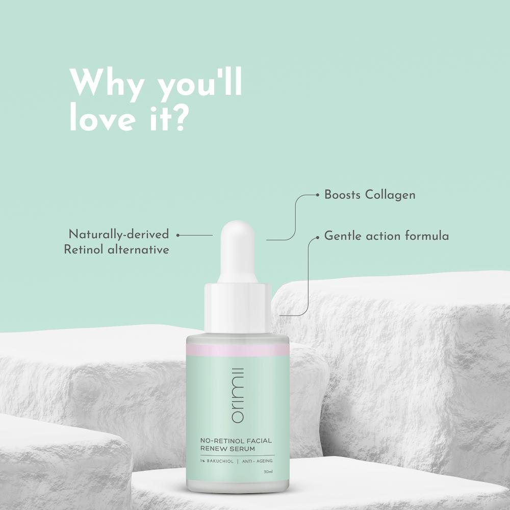 No Retinol Anti Ageing 1% Bakuchiol Face Serum - Non Comedogenic, Pregnancy Safe