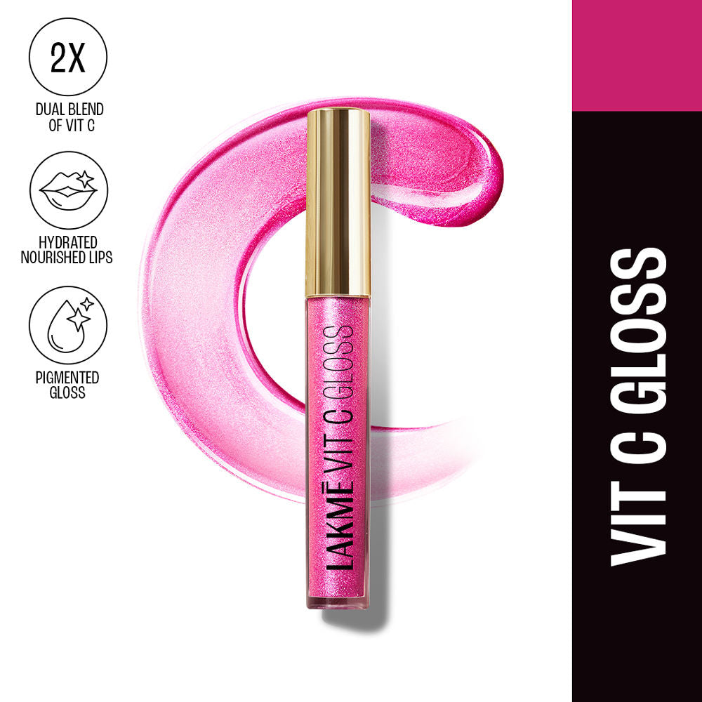 Superglow Glass Finish Lip Gloss oil with Vitamin C - Insta Pink