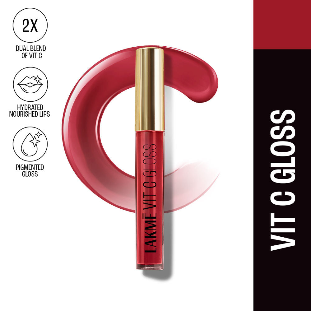 Superglow Glass Finish Lip Gloss oil with Vitamin C - Cherry Red
