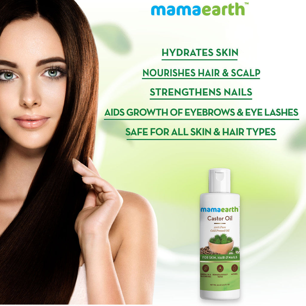 Castor Oil 100% Pure Cold Pressed Oil For Skin- Hair & Nails