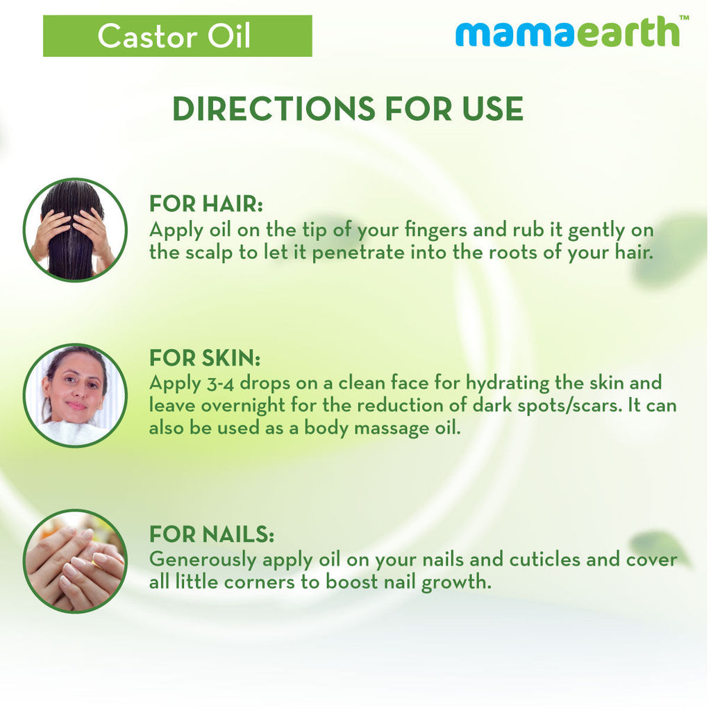 Castor Oil 100% Pure Cold Pressed Oil For Skin- Hair & Nails