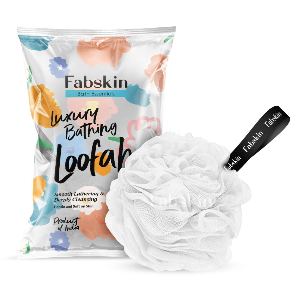Luxury Bathing Round Loofah Bath Sponge - White