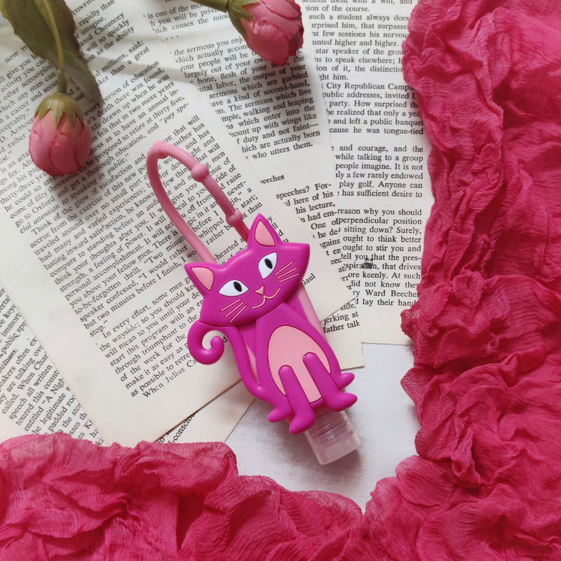 Pink Cat Holder With Sanitizer