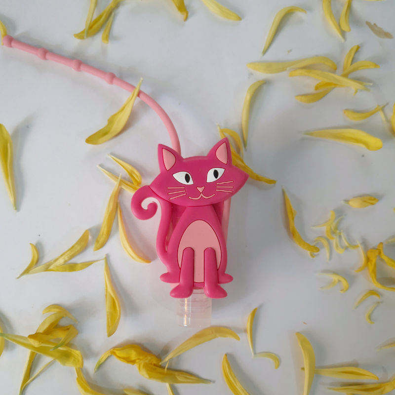 Pink Cat Holder With Sanitizer