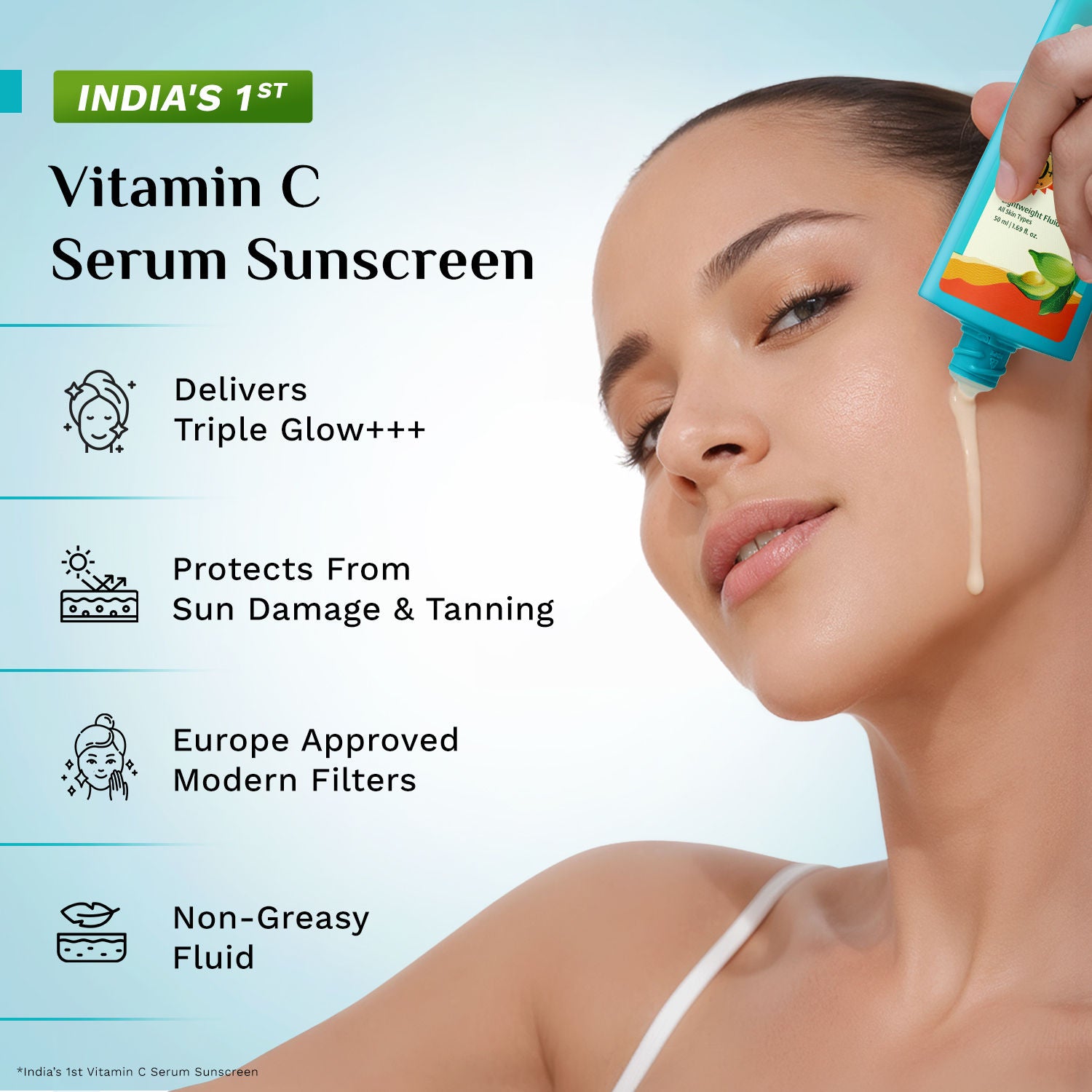 5% Vitamin C Complex Brightening Serum Sunscreen SPF50+PA++++ In-Vivo tested